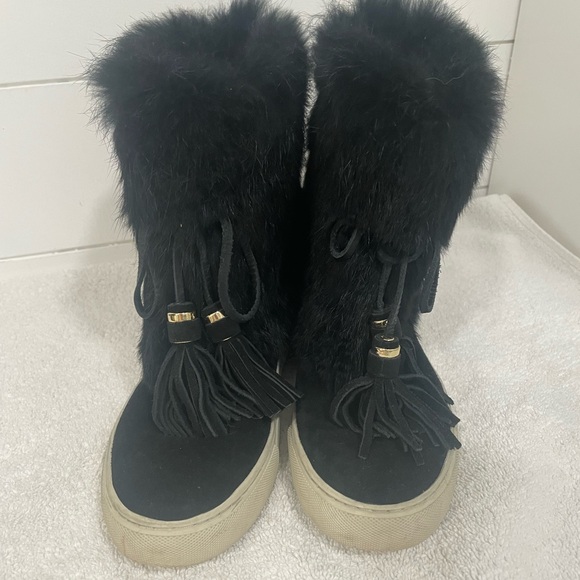 Tory Burch Angelica suede and rabbit fur sneaker boots - 7